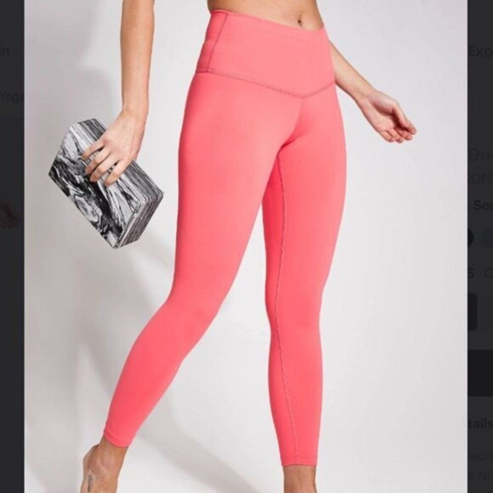 Glyder 7/8 High Rise Leggings Womens S Hot Coral Athletic Stretch Yoga Pull On